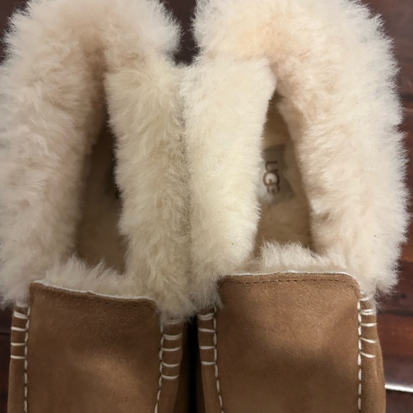 UGG Chestnut Suede Shearling Moccasins - Picture 2 of 8